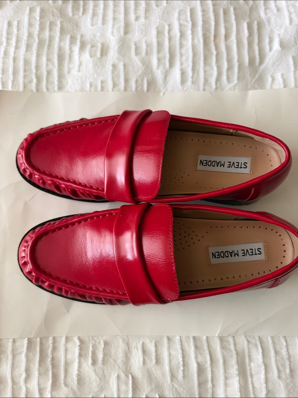 Steve Madden Ridley Red Leather Classic Penny Loafers